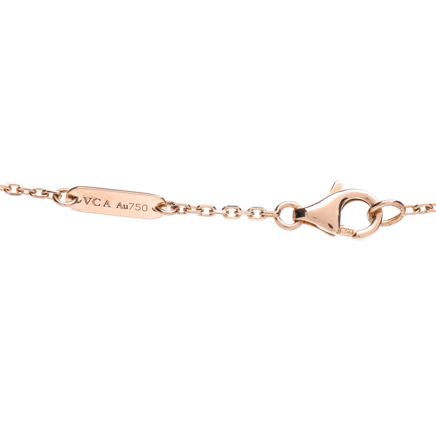 18K Rose Gold Diamond Mother of Pearl Vintage Alhambra Pendant Necklace