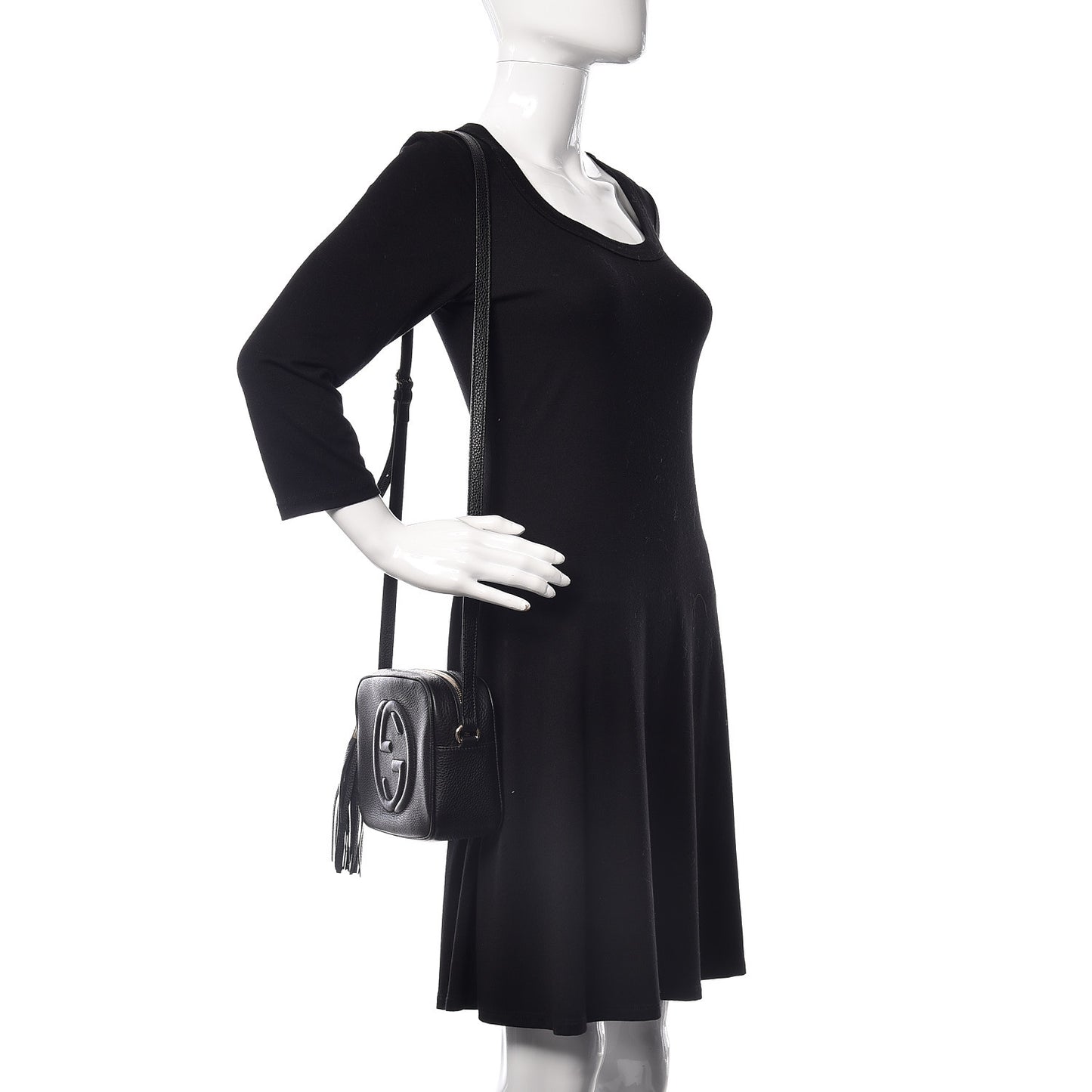 Pebbled Calfskin Small Soho Disco Bag Black
