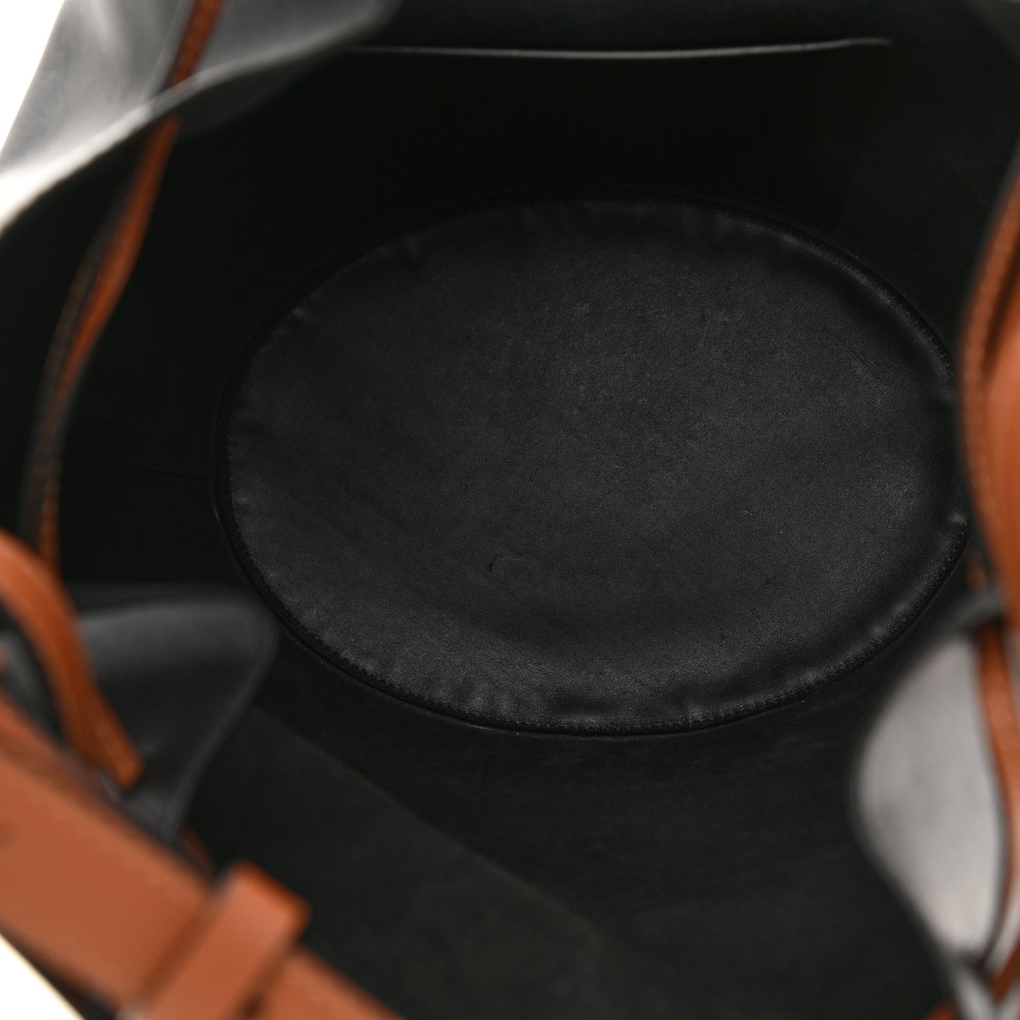 Calfskin Balloon Bucket Bag Black Tan