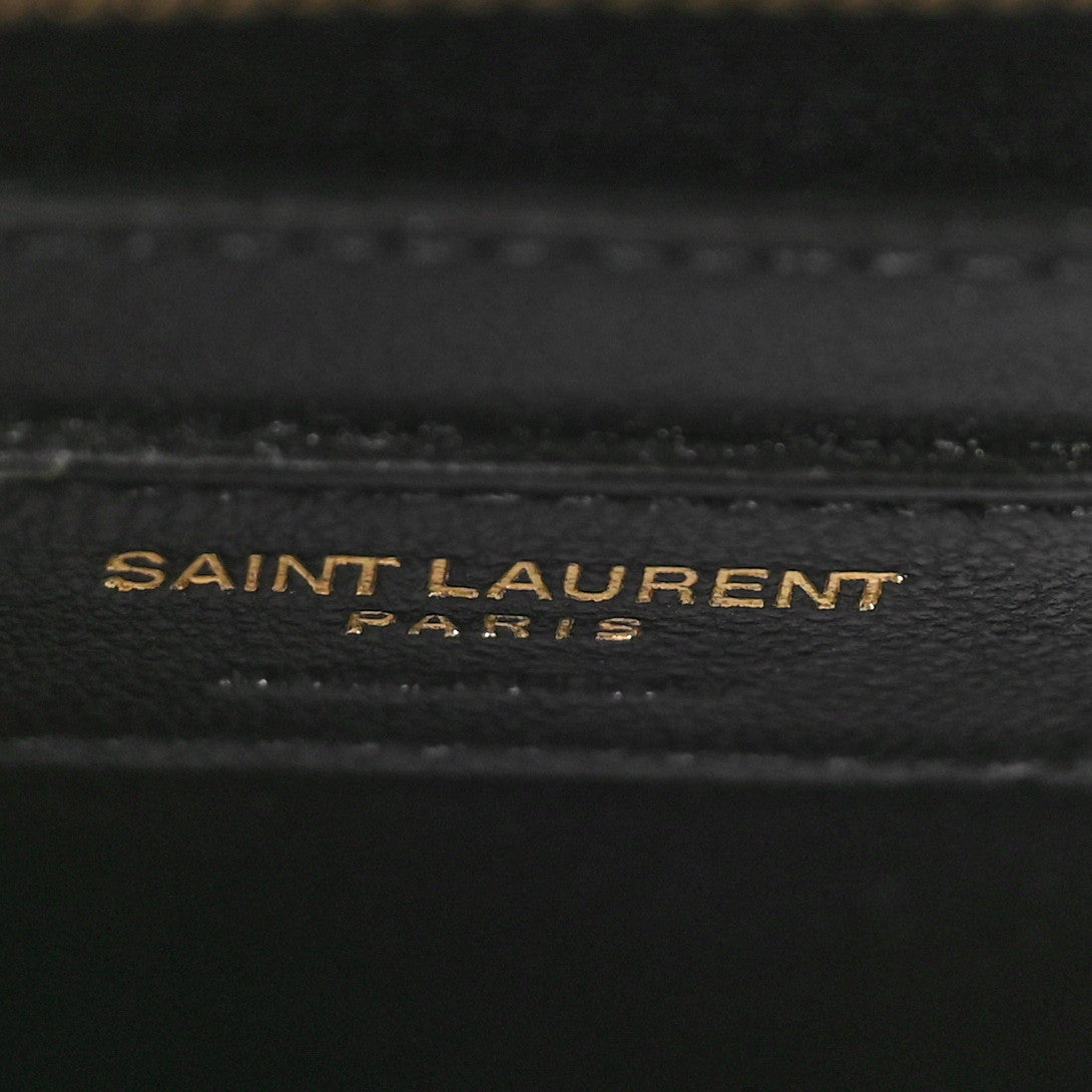 Saint Laurent Raffia Calfskin Small Uptown Tote Black Natural 6 of 8