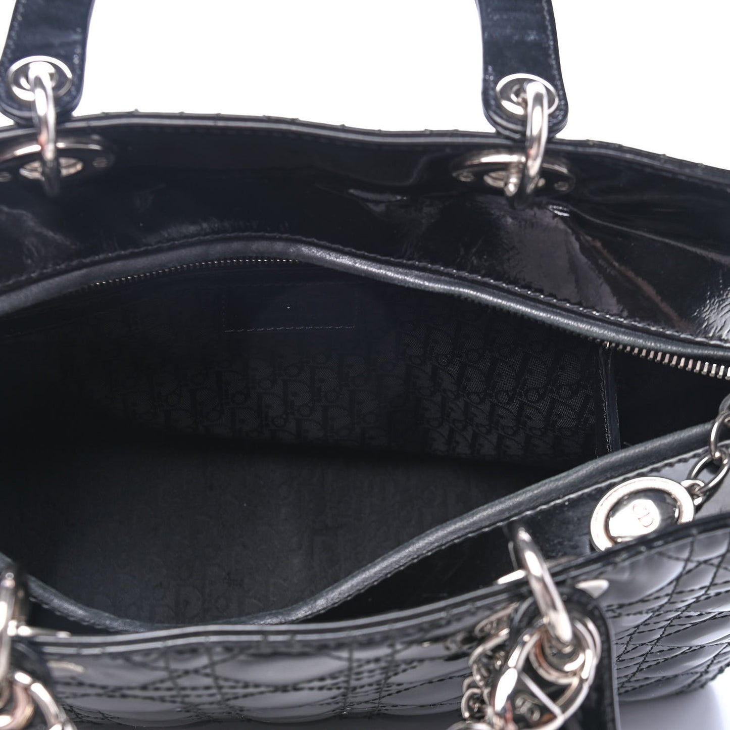 Patent Cannage Large Lady Dior Black