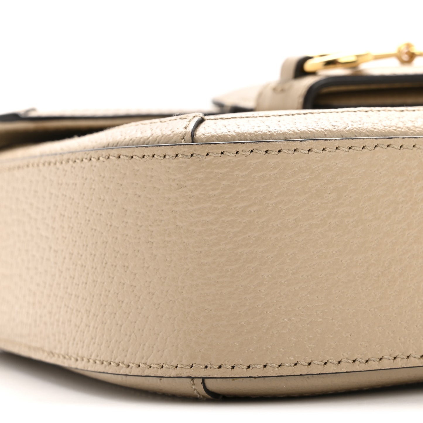 GG Supreme Monogram Textured Dollar Calfskin Web Mini Horsebit 1955 Shoulder Bag Beige Mystic White Oatmeal