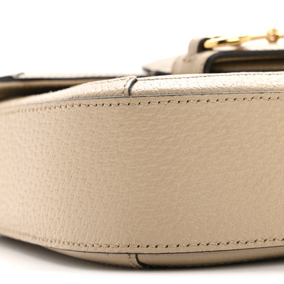 Gucci GG Supreme Monogram Textured Dollar Calfskin Web Mini Horsebit 1955 Shoulder Bag Beige Mystic White Oatmeal 9 of 11