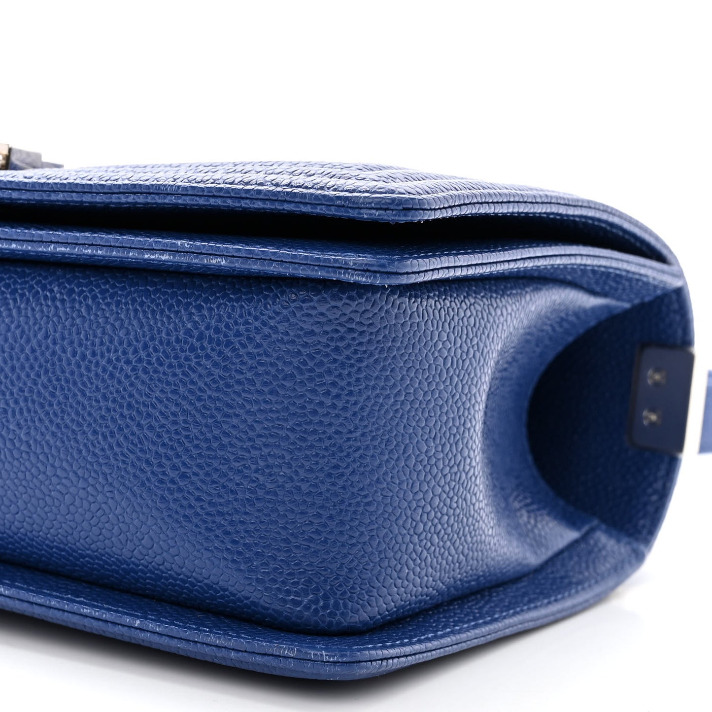 Caviar Chevron Quilted Medium Boy Flap Dark Blue