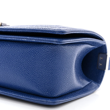Chanel Caviar Chevron Quilted Medium Boy Flap Dark Blue 10 of 11