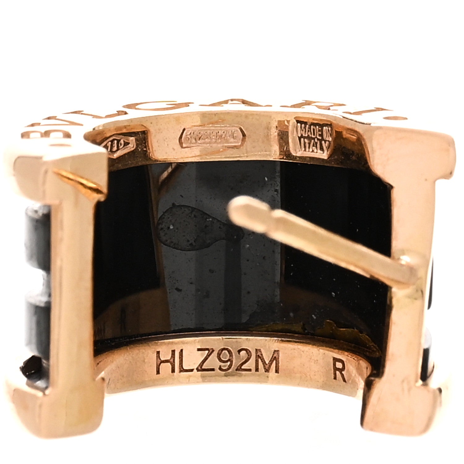 Bulgari 18K Rose Gold Black Ceramic B.Zero1 Hoop Earrings 4 of 5