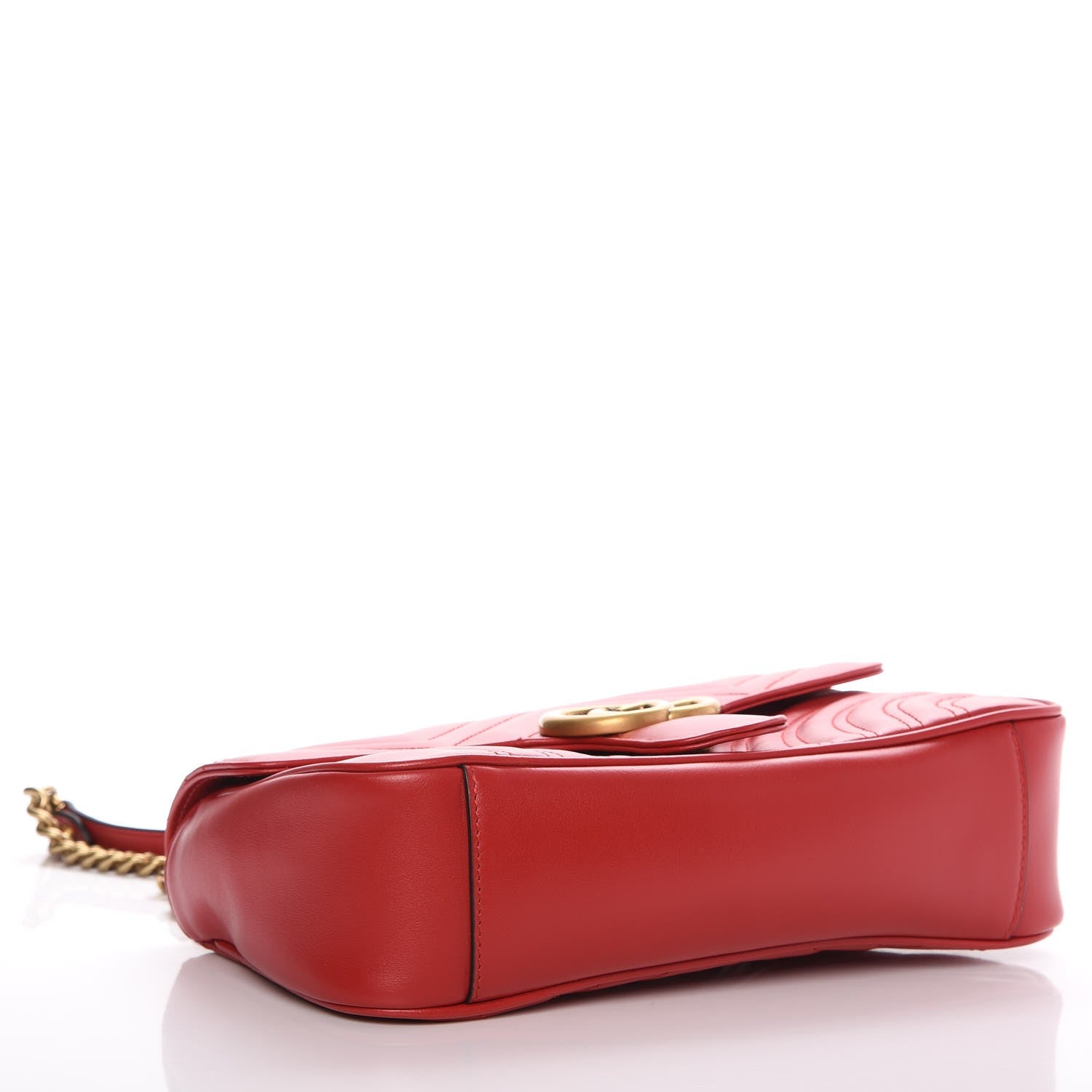 Gucci Calfskin Matelasse Small GG Marmont Shoulder Bag Hibiscus Red 4 of 8