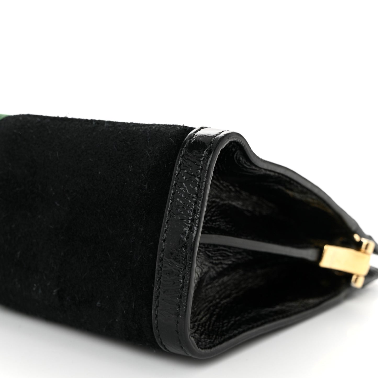 Suede Patent GG Web Small Ophidia Chain Shoulder Bag Black