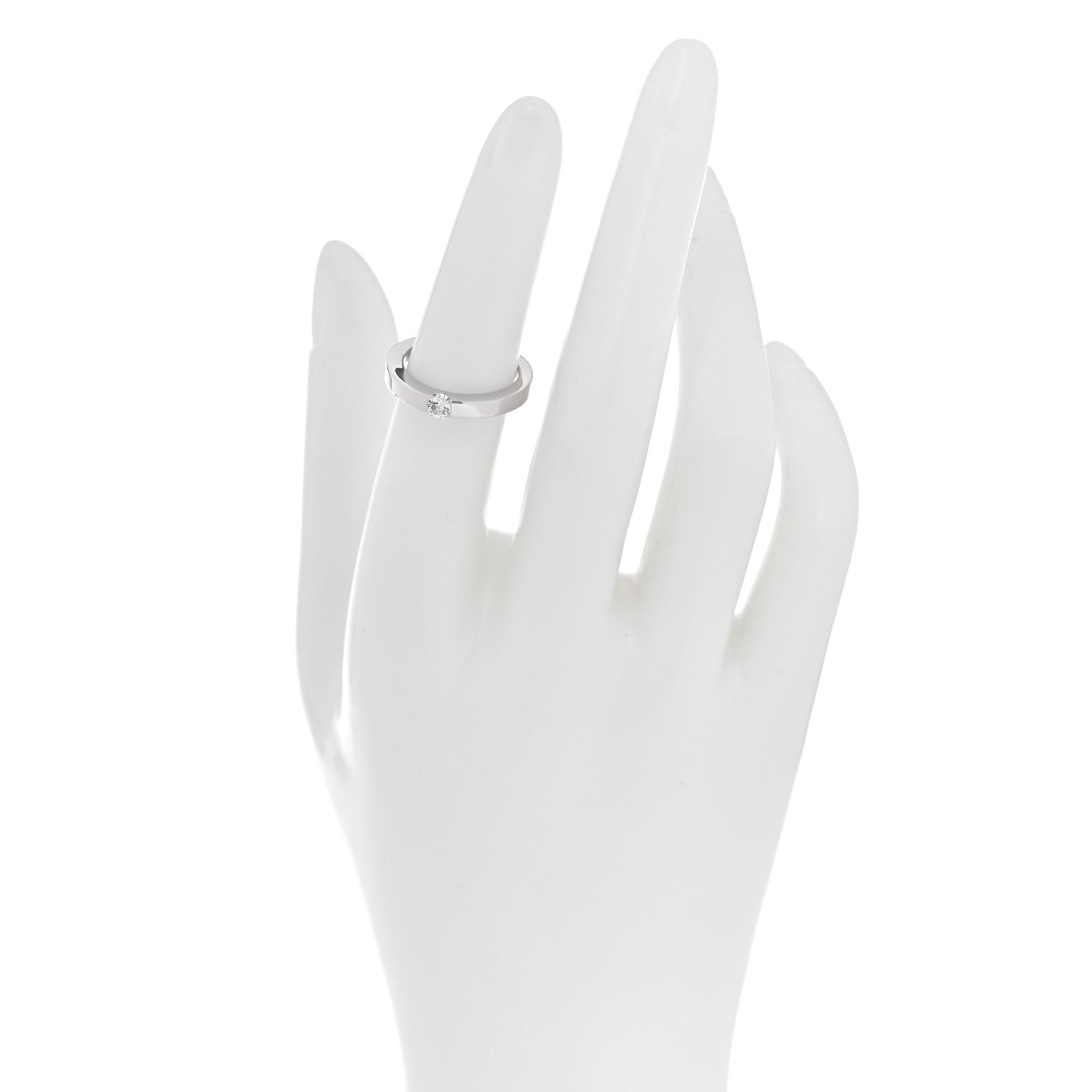 Cartier 18K White Gold Diamond .21ct Solitaire Engagement Ring 50 5.25 2 of 5