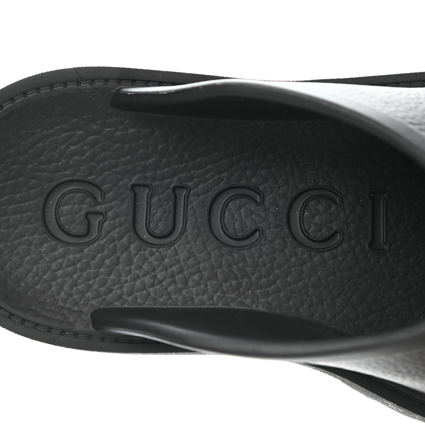 Rubber GG Monogram Perforated Elea Platform 55mm Lug Sole Sandals 38 Black