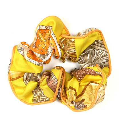 Hermes Silk Patchwork Claudia Scrunchie Multicolore Jaune 1 of 3
