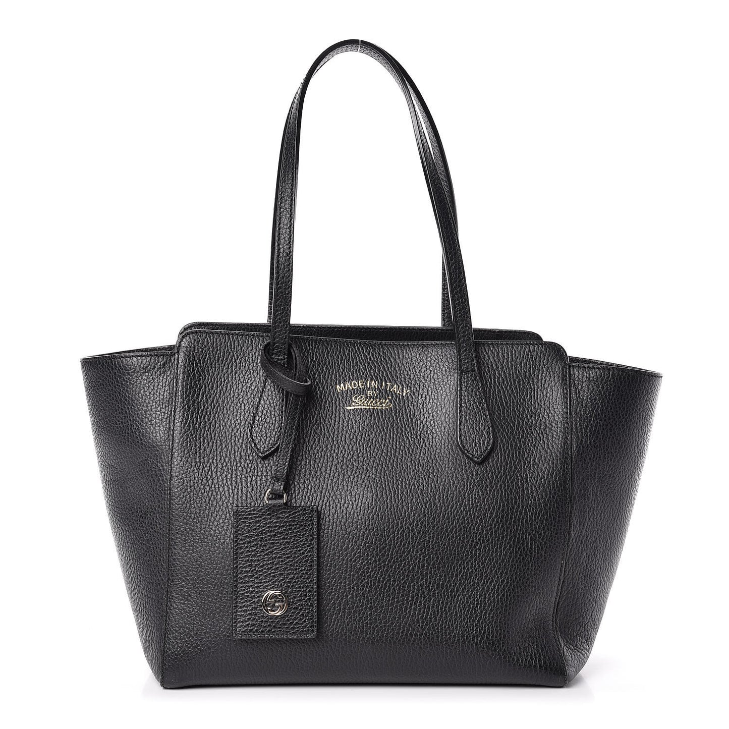 Pebbled Calfskin Small Swing Tote Black