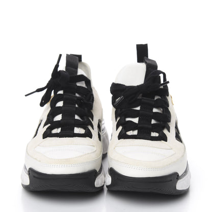 Chanel Fabric Calfskin Suede CC Sneakers 36 White Black 2 of 11