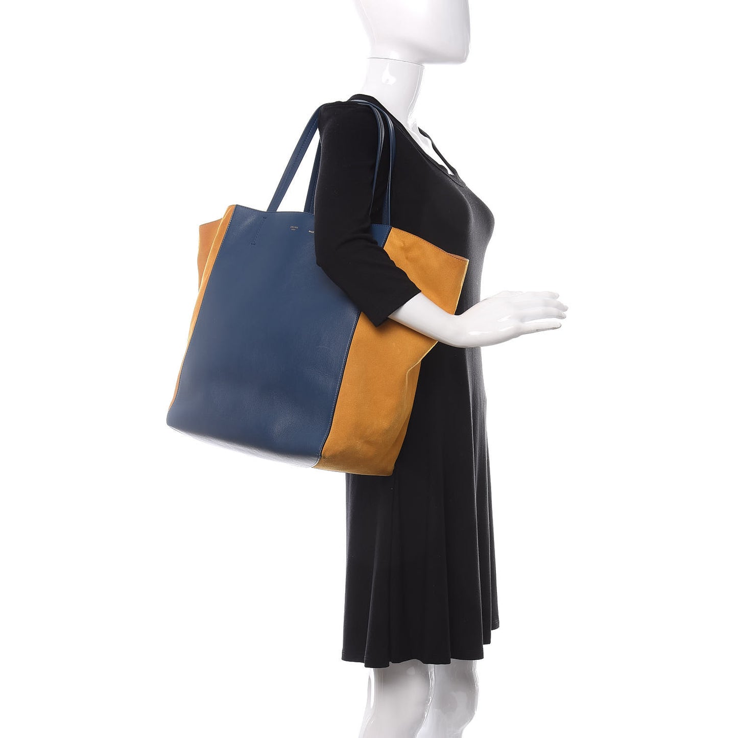 Calfskin Suede Medium Phantom Luggage Cabas Yellow Blue