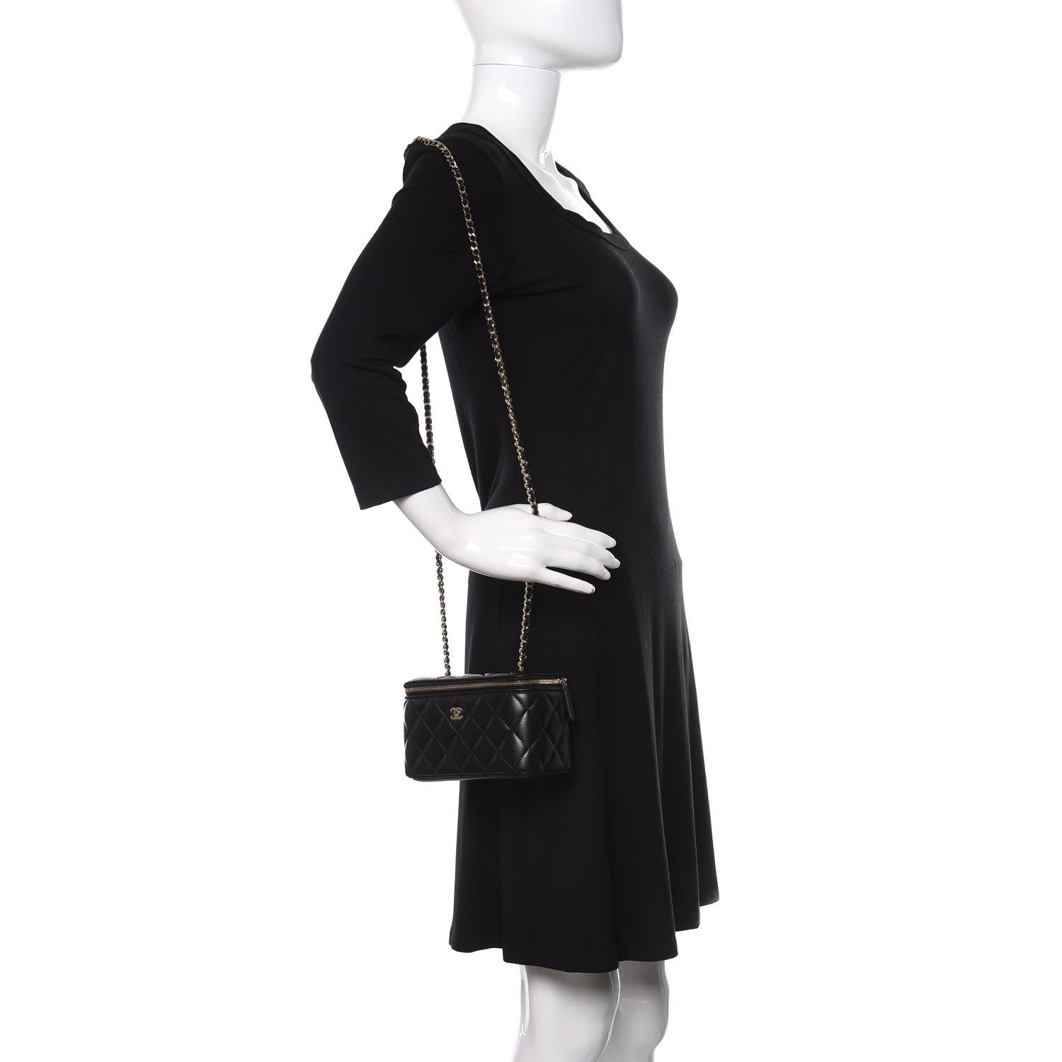 Chanel Lambskin Quilted Small Vanity Case With Chain Black 2 of 10