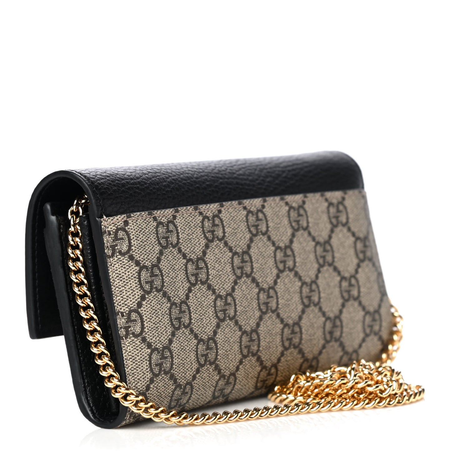 Dollar Calfskin GG Supreme Monogram Petite GG Marmont Wallet Chain Bag Black Beige Ebony