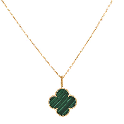 Van Cleef & Arpels 18K Yellow Gold Malachite Magic Alhambra Pendant Necklace 1 of 5