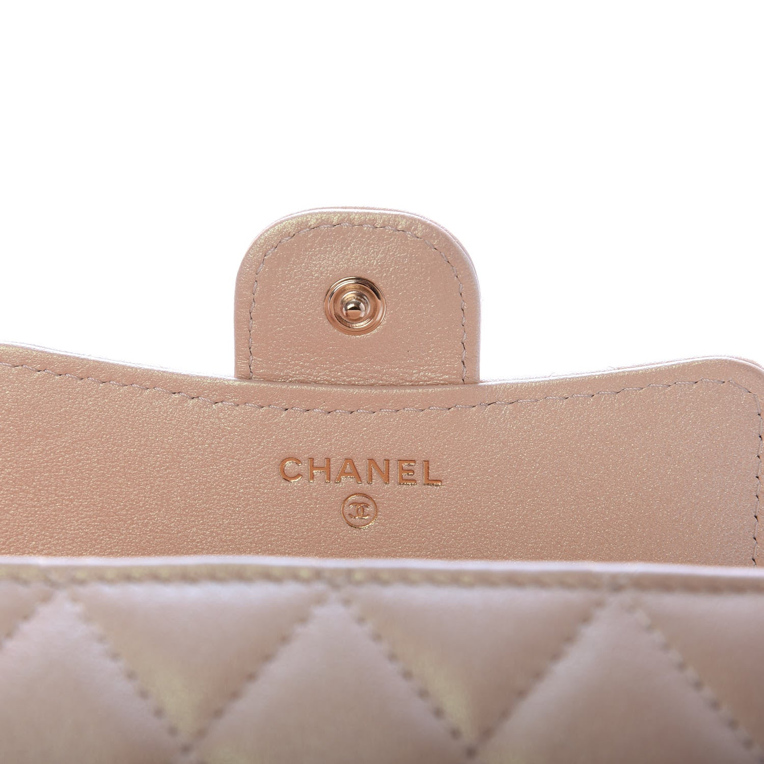 Chanel Iridescent Calfskin Quilted Compact Flap Wallet Beige 6 of 10