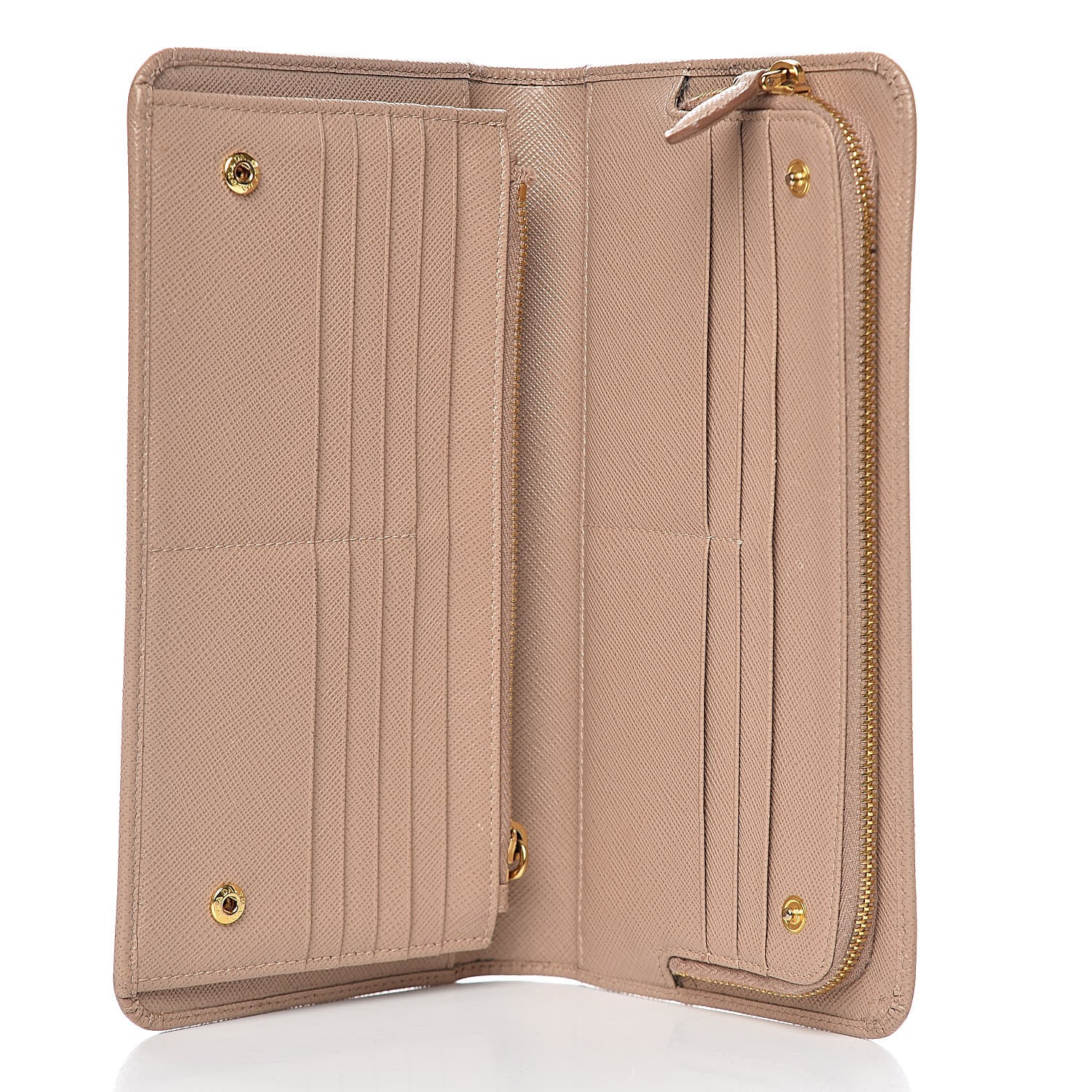 Prada Saffiano Metal Double Snap Travel Wallet Cammeo 5 of 16