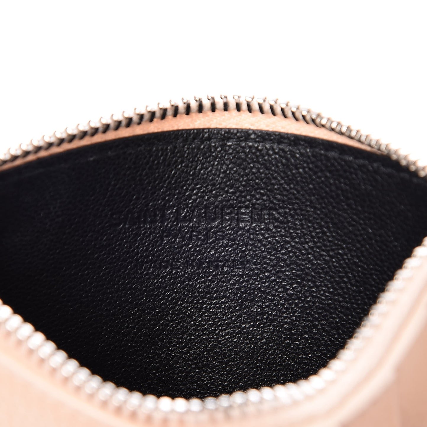 Grained Calfskin 5 Fragments Zip Pouch Card Holder Nude Powder
