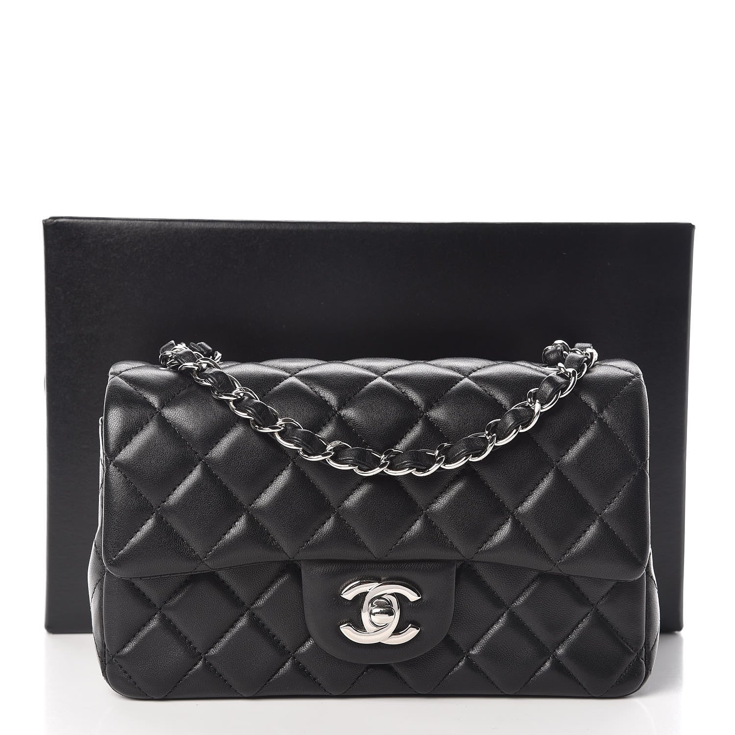 Chanel Lambskin Quilted Mini Rectangular Flap Black 10 of 10