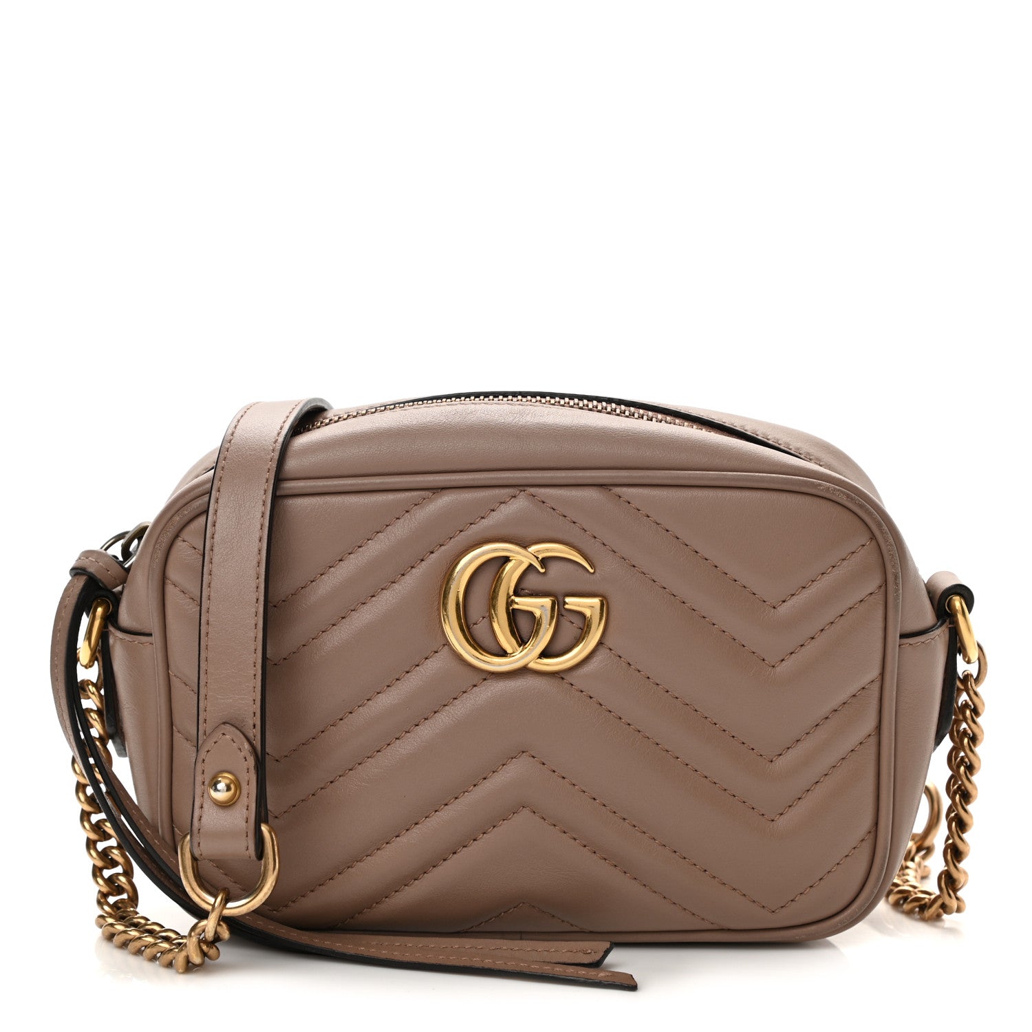 Gucci Calfskin Matelasse Mini GG Marmont Chain Shoulder Bag Porcelain Rose 1 of 11