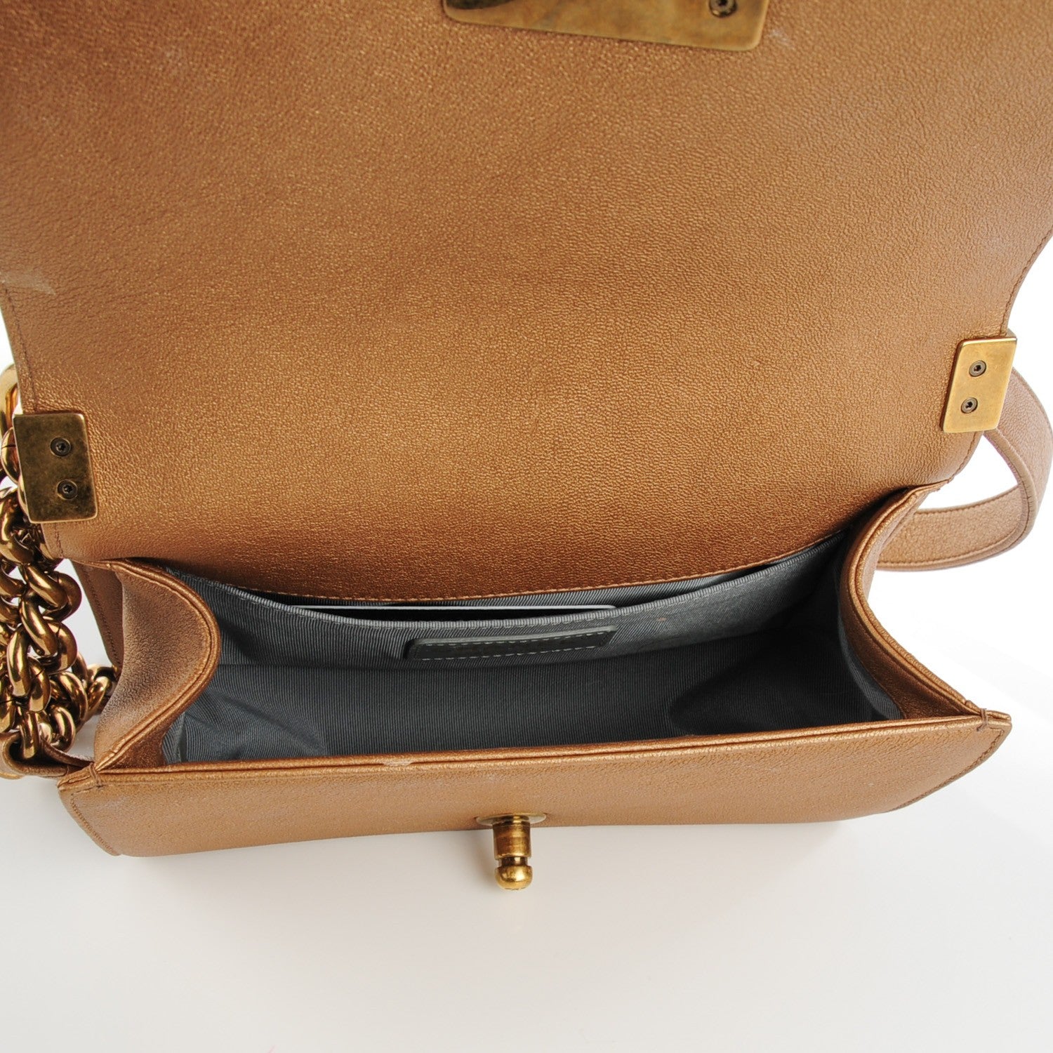 Chanel Metallic Lambskin Small Golden CC Boy Flap Gold 5 of 7