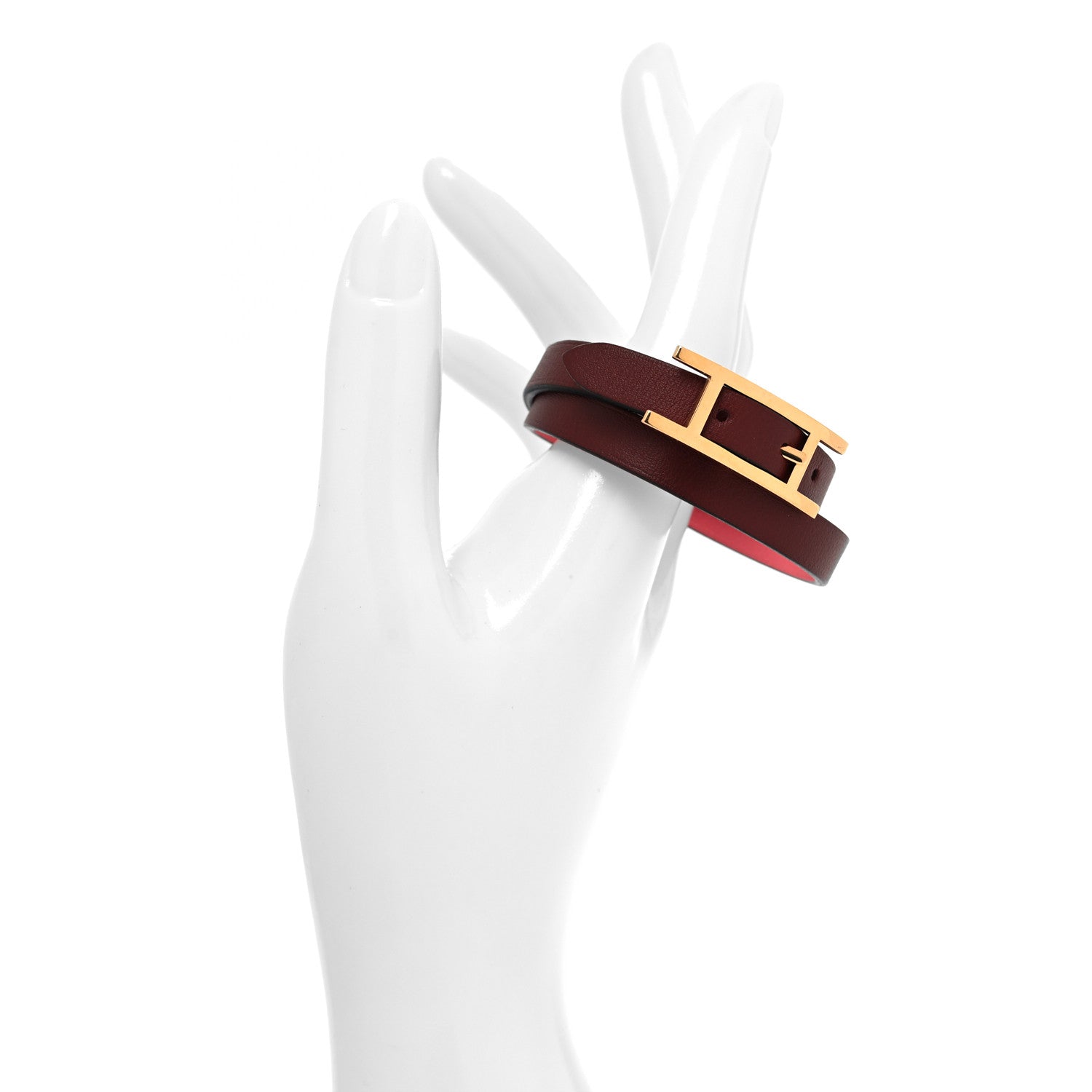 Hermes Swift Behapi Double Tour Bracelet T1 Rouge H Rose Ete 2 of 6