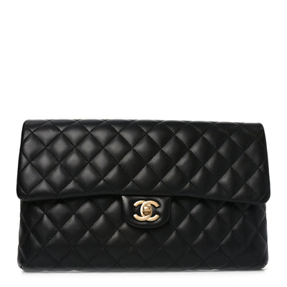 Chanel Lambskin Quilted Flap Clutch Black 1 of 10