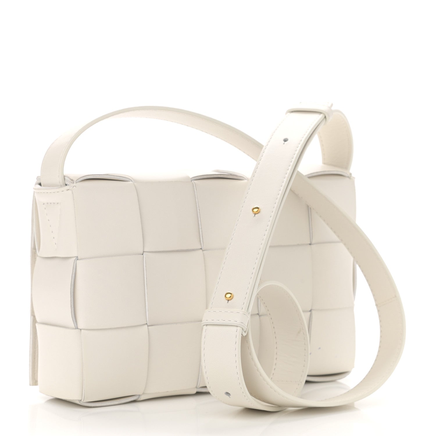Bottega Veneta Lambskin Maxi Intrecciato Cassette Crossbody Bag White 3 of 10