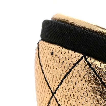 Chanel Laminated Goatskin Quilted Wedge Sandals 38.5 Gold 11 of 12