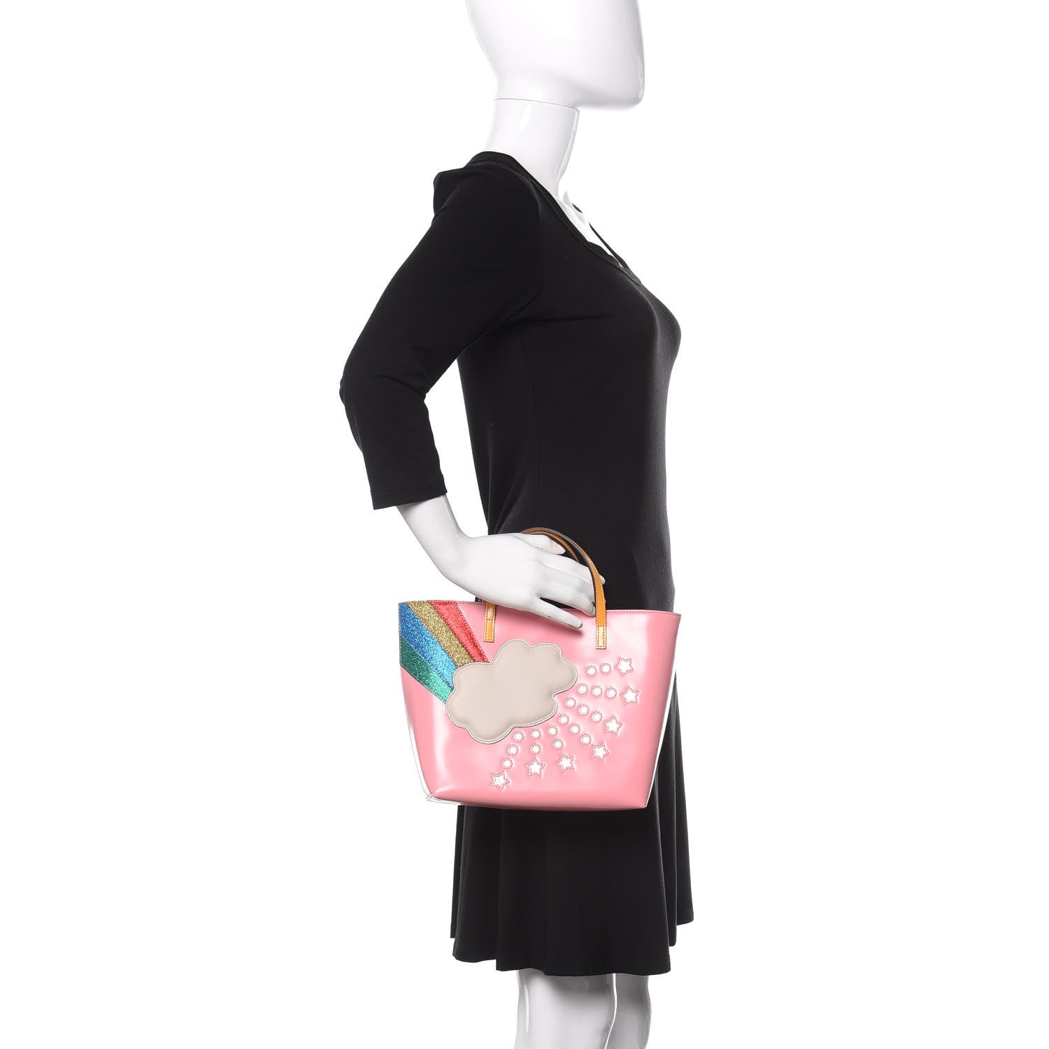 Gucci Calfskin Childrens Rainbow Tote Lotus Pink Crop Multicolor 2 of 10