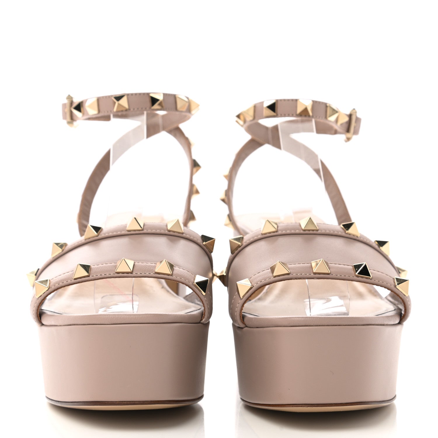 Valentino Garavani Calfskin Rockstud 35/75mm Platform Sandals 37.5 Poudre 2 of 8