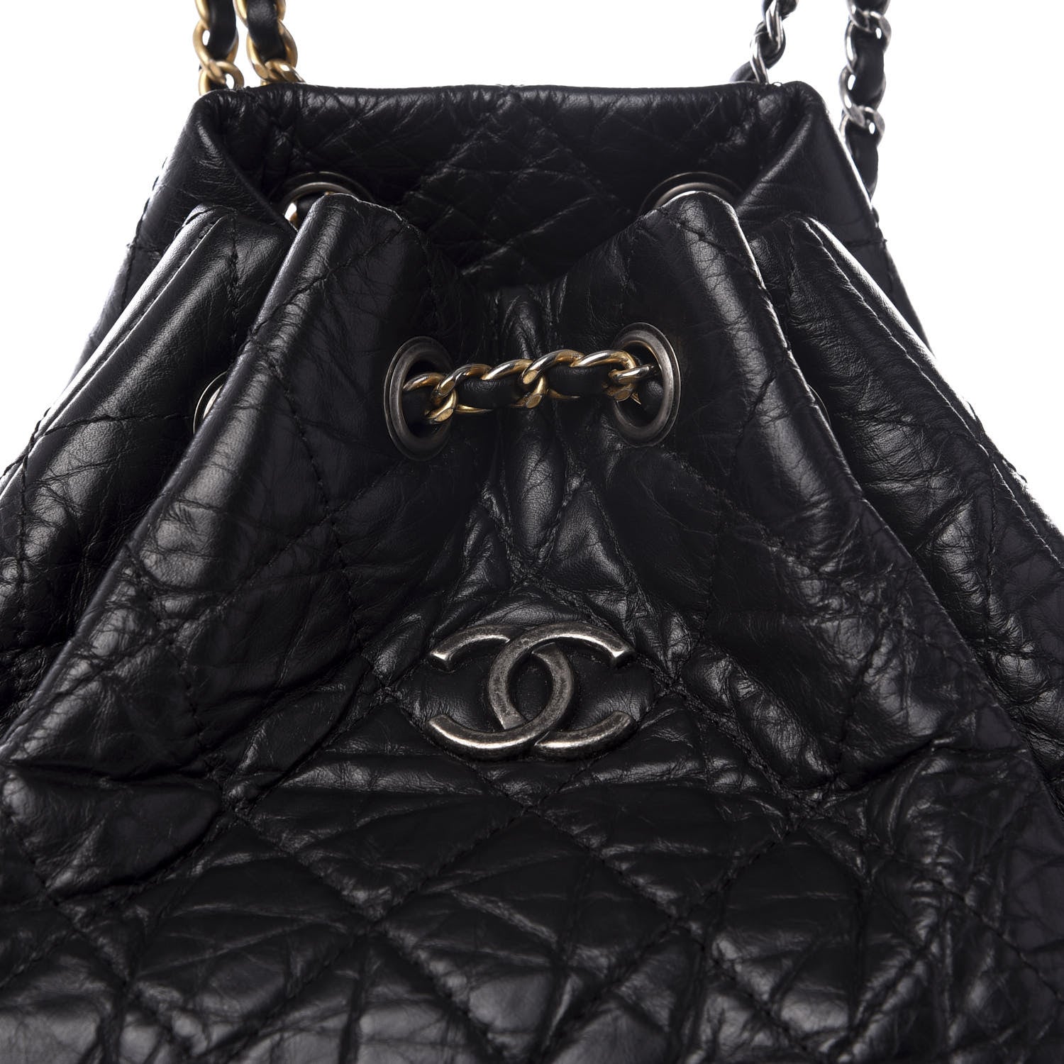 Chanel Aged Calfskin Quilted Gabrielle Backpack Black 9 of 9