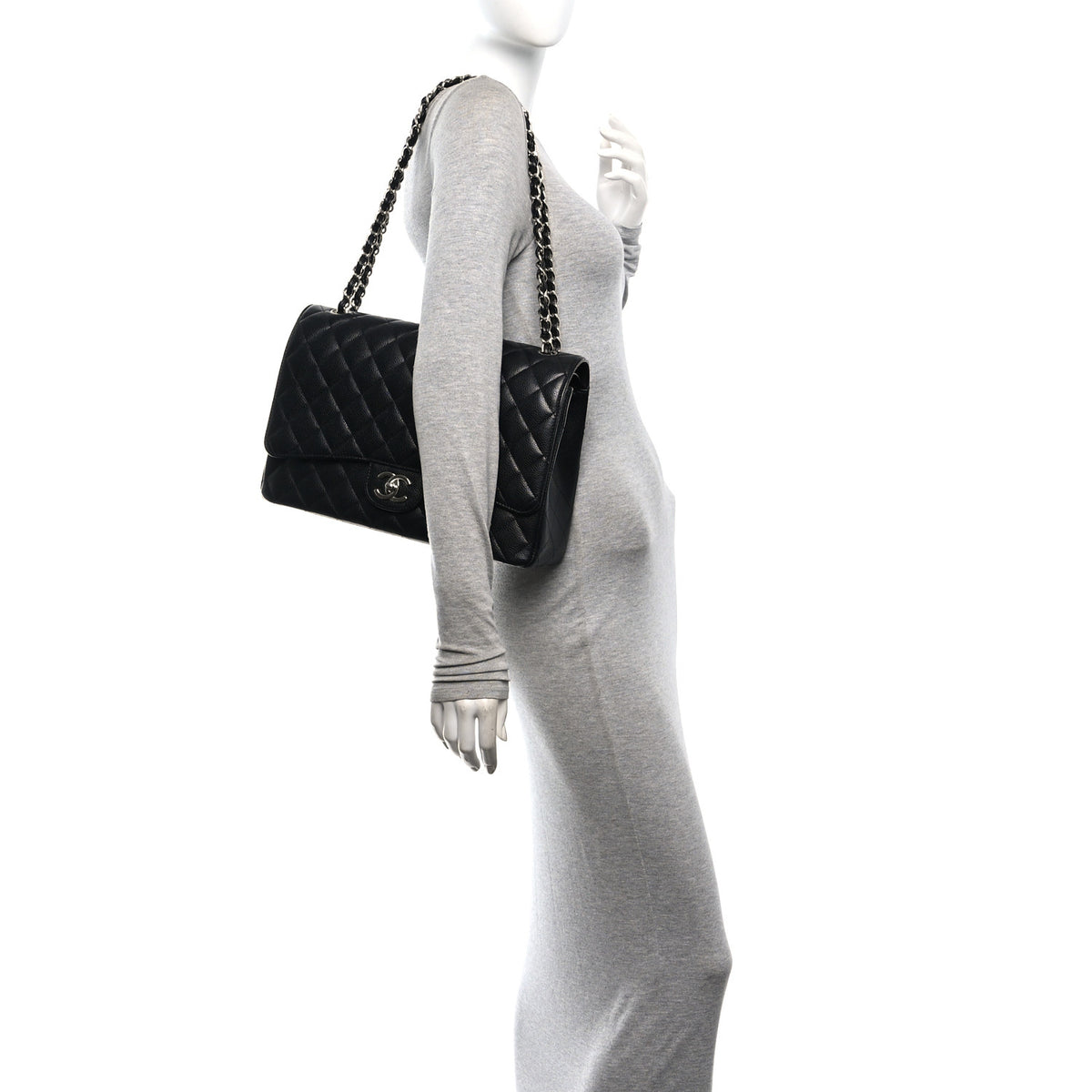 Caviar Quilted Maxi Double Flap Black