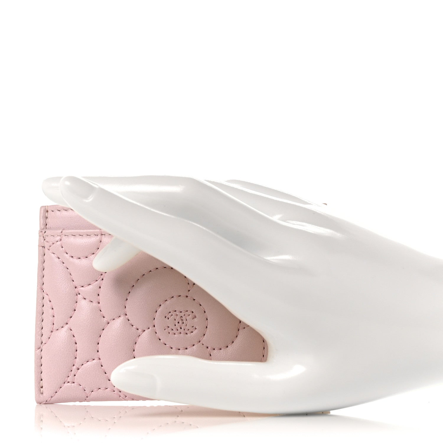 Chanel Lambskin Camellia Embossed Card Holder Pink 2 of 11