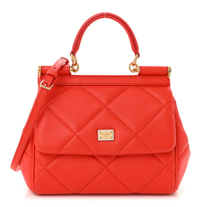 Dolce & Gabbana Calfskin Quilted Small Miss Sicily Satchel Red 1 of 9