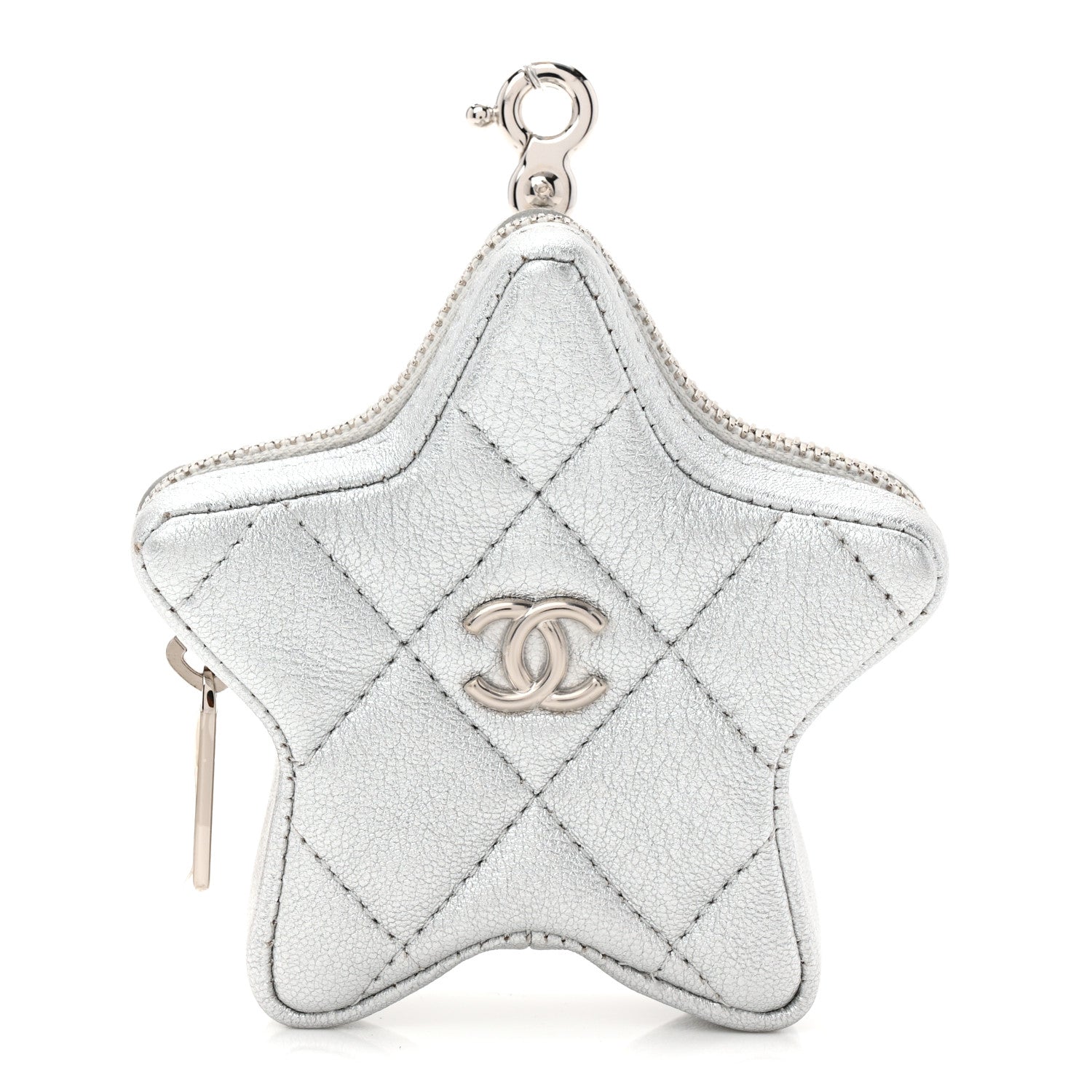 Chanel Metallic Lambskin Walk Of Fame Star Clip On Coin Purse Silver 1 of 7