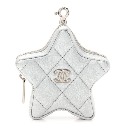 Chanel Metallic Lambskin Walk Of Fame Star Clip On Coin Purse Silver 1 of 7