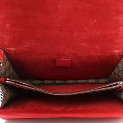Gucci GG Supreme Monogram Suede Cudu Medium Dionysus Shoulder Bag Beige Ebony Vulcanic Red 5 of 9