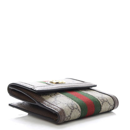 Gucci GG Supreme Monogram Web Ophidia French Flap Wallet Beige New Acero 4 of 7