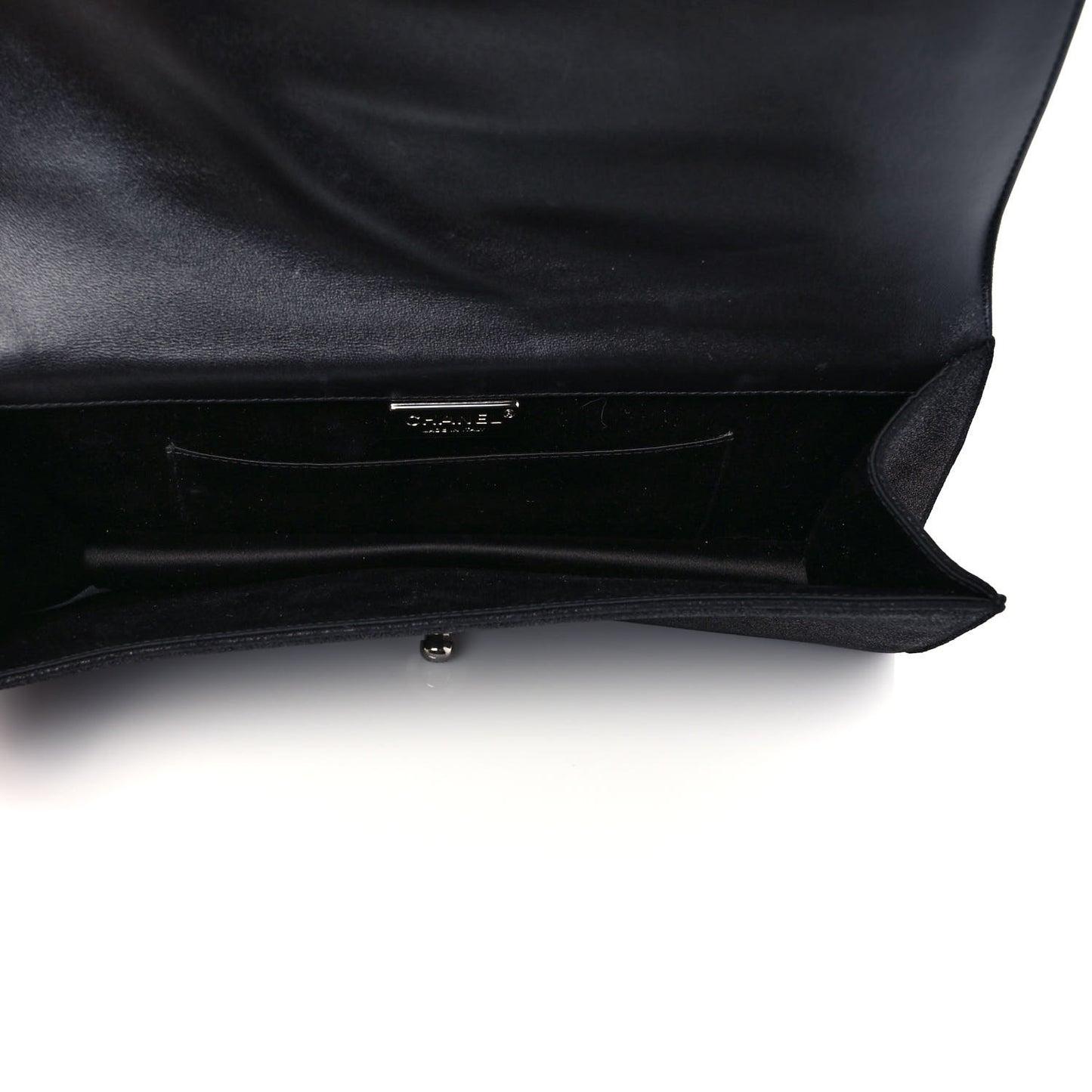 Iridescent Calfskin Python Crystal Boy Flap Clutch Black