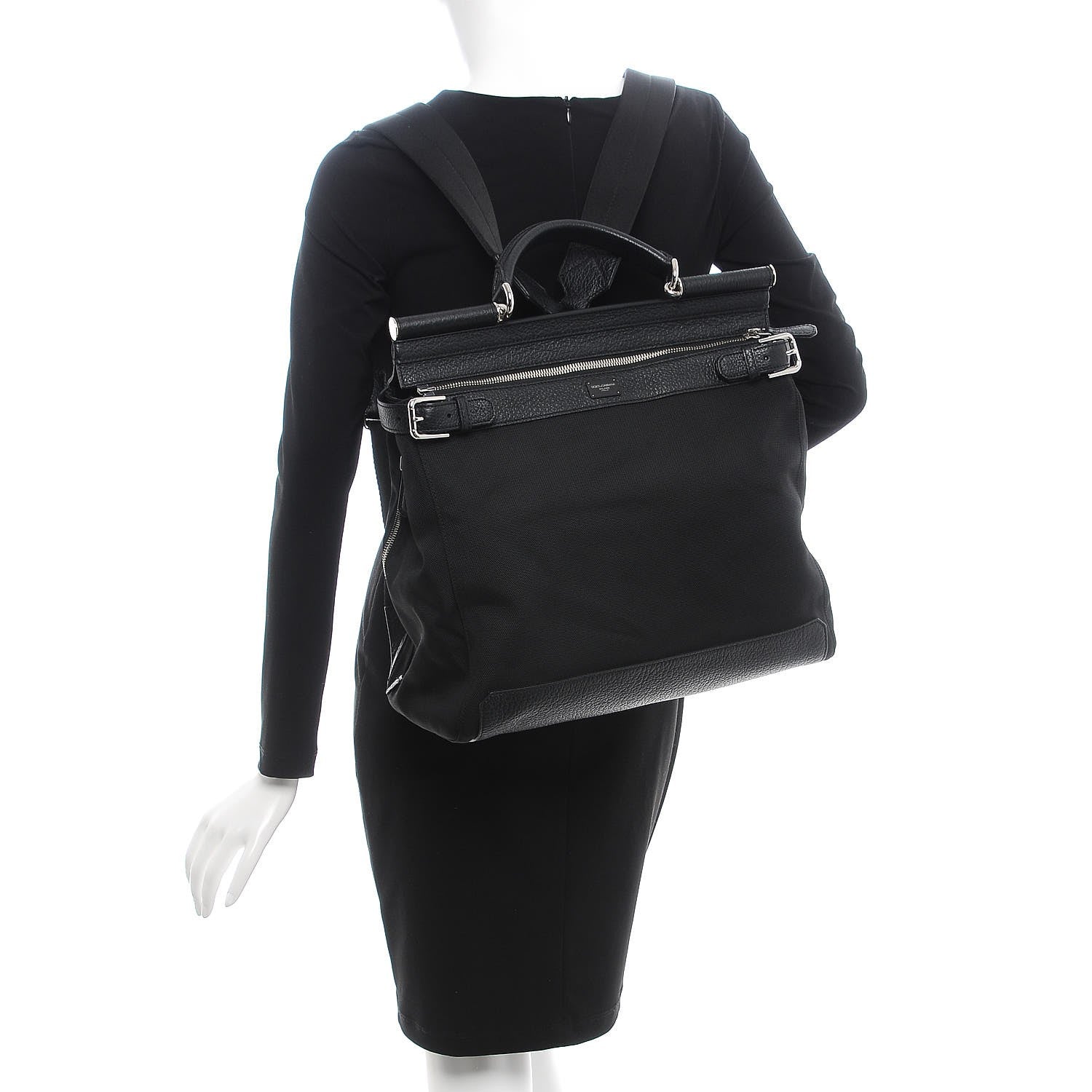 Dolce & Gabbana Canvas Calfskin Sicily Backpack Black 2 of 6
