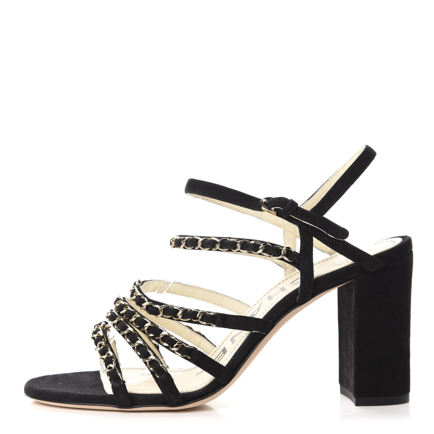 Chanel Suede Chain Sandals 40.5 Black 1 of 10