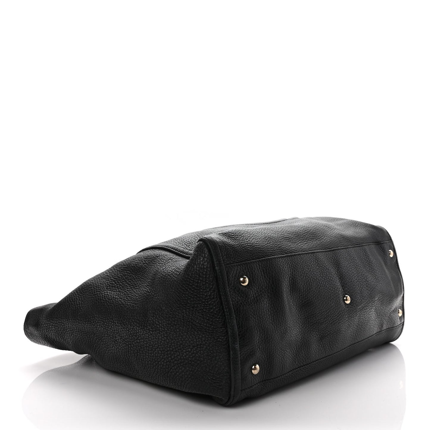 Pebbled Calfskin Large Soho Shoulder Bag Black