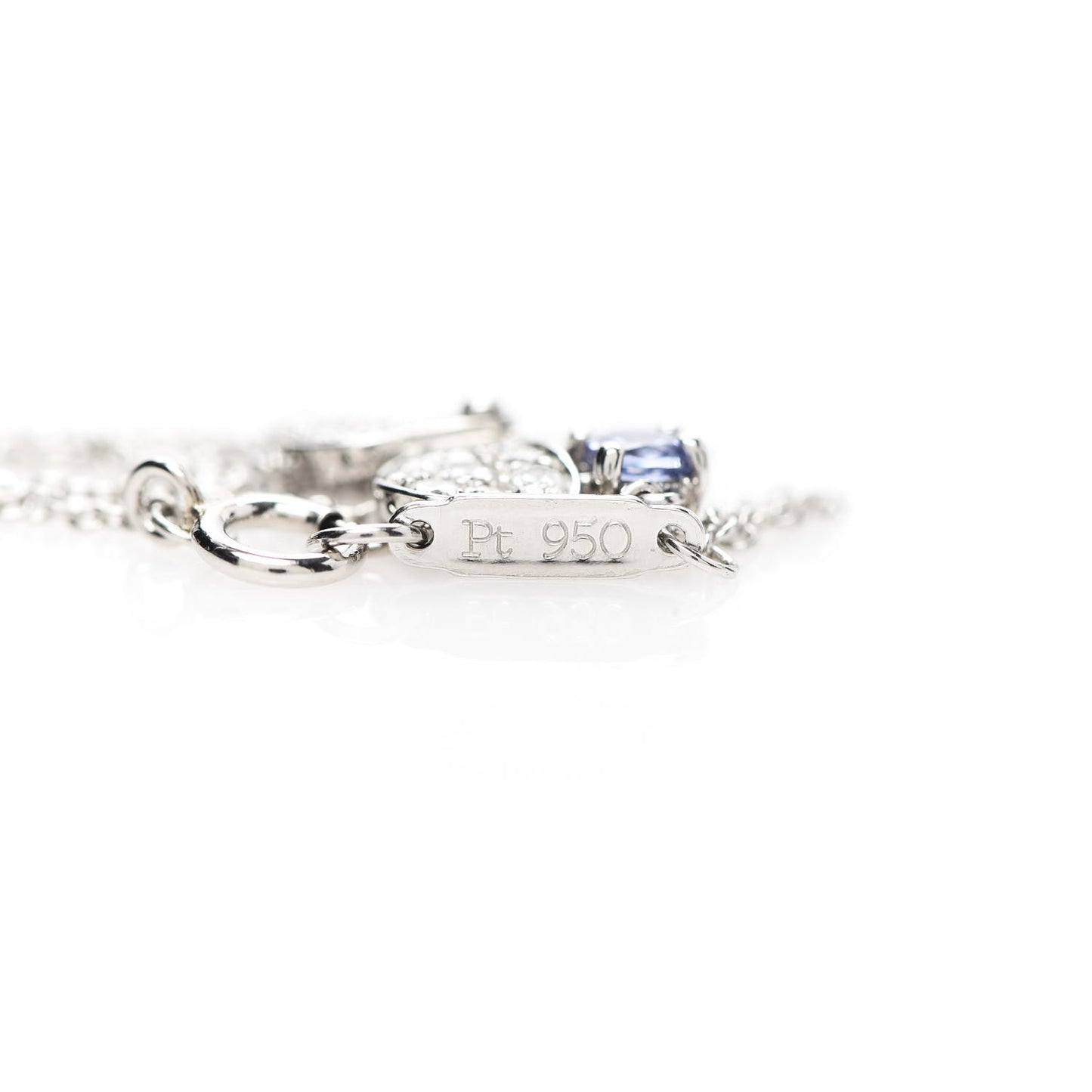 Platinum Diamond Tanzanite Paper Flowers Pendant Necklace