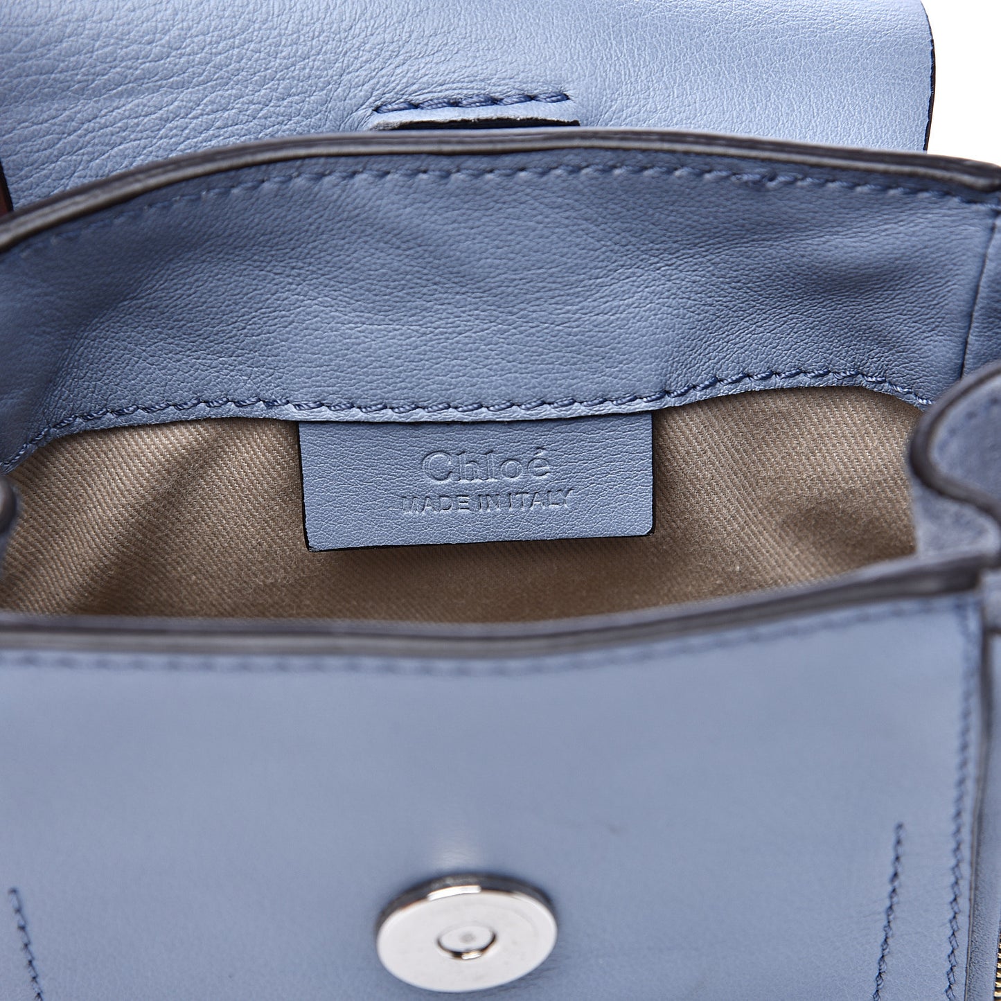 Suede Calfskin Mini Faye Backpack Washed Blue