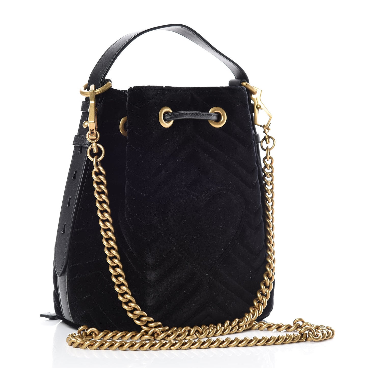Velvet Matelasse GG Marmont Bucket Bag Black