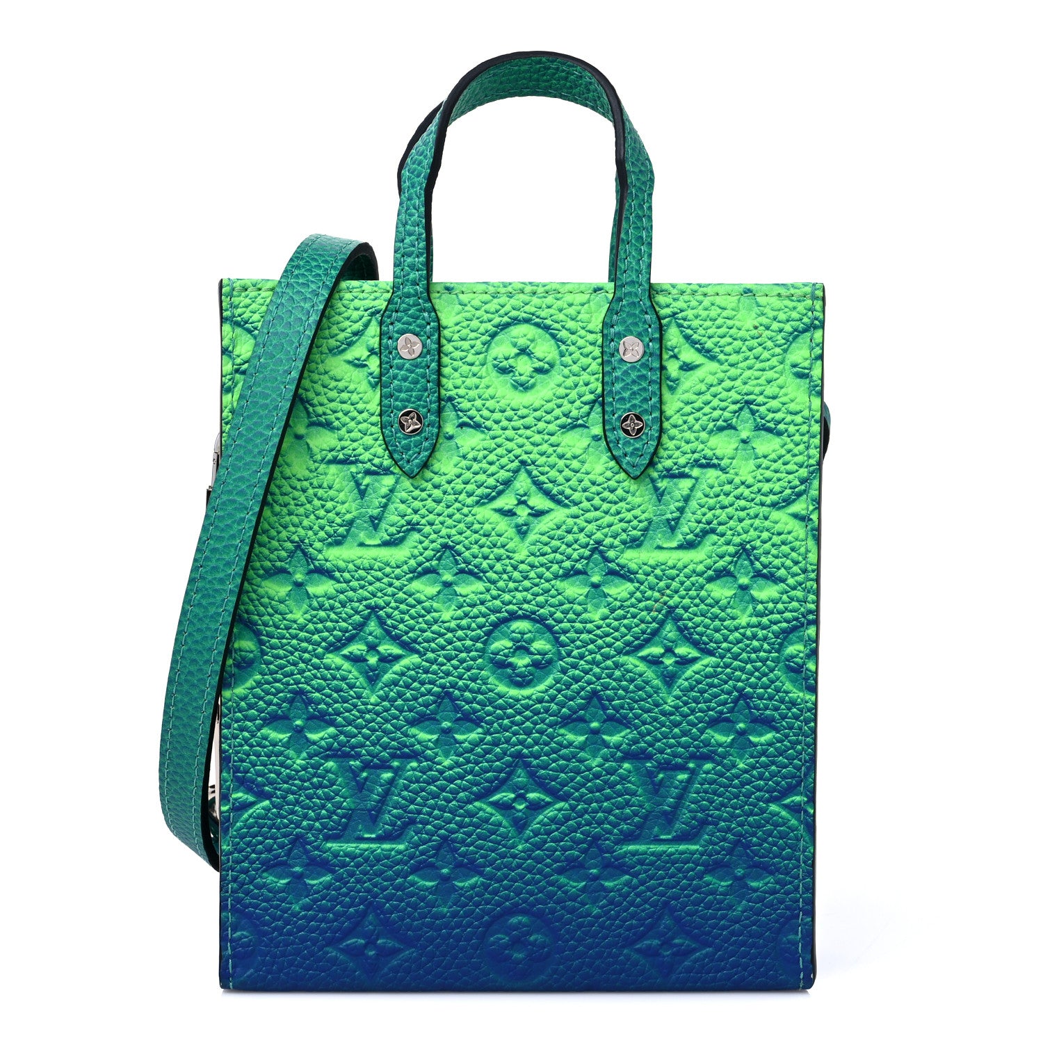 Louis Vuitton Taurillon Illusion Sac Plat XS Bleu Vert 1 of 8