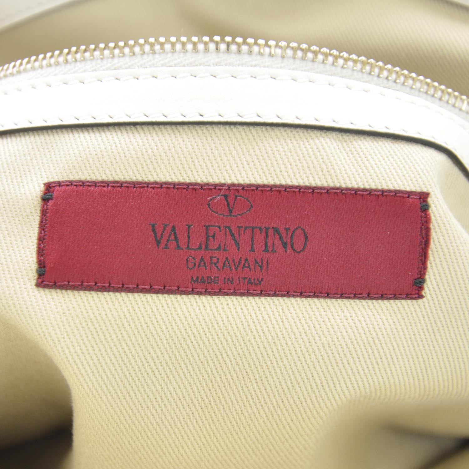 Valentino Garavani Leather Rockstud Dome Satchel White 8 of 9